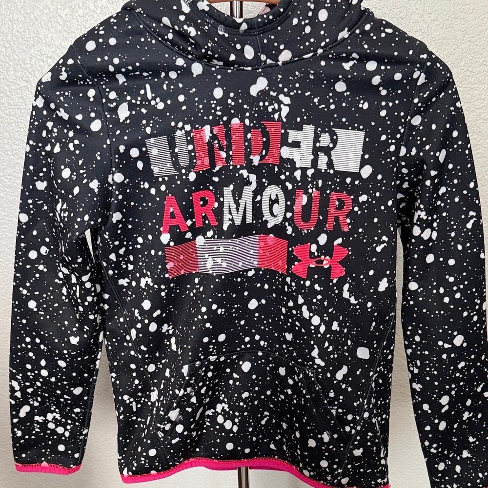 Under Armour Black Hoodie with Pink and White Accents